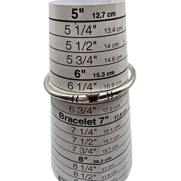 Bracelet Sterling Silver 925 Artisan Mark VII Cuff 0.8 oz Fits Size 6.5 - Picture 10 of 10